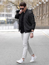 Men's Bomber Jacket Lightweight Casual Windbreaker Zip Up Coat